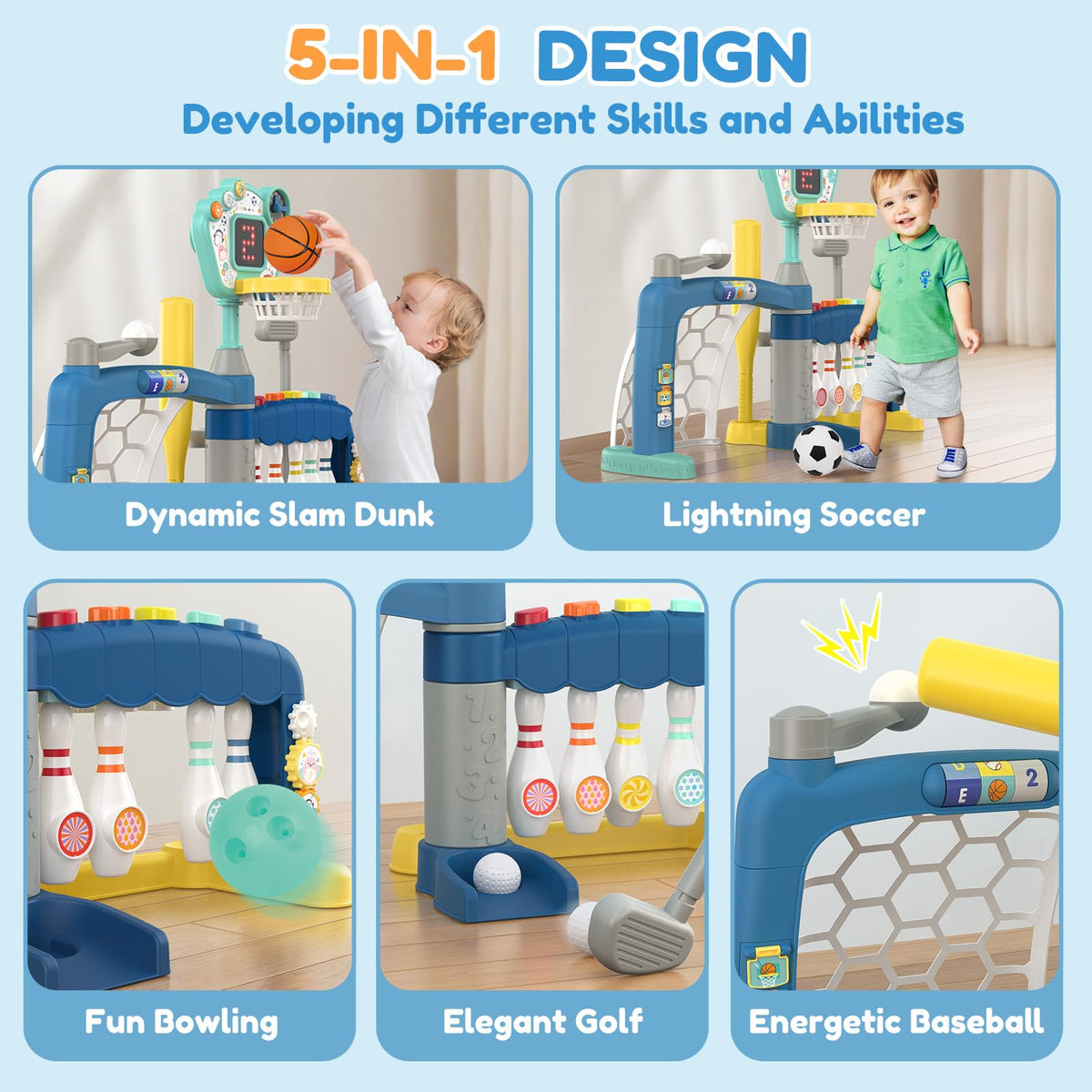 AIGIMU toddler sports toy soccer goal supports quick feet and aiming practice.
