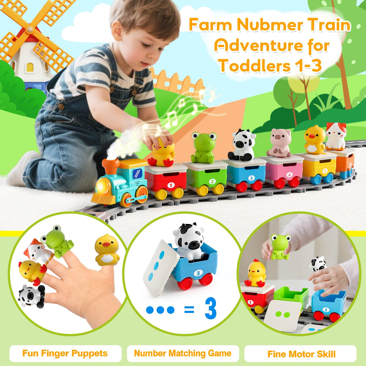 Aigybobo six numbered barns encourage counting and matching learning.