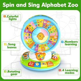 Aigybobo Alphabet Zoo spin wheel in action to boost exploration and motion