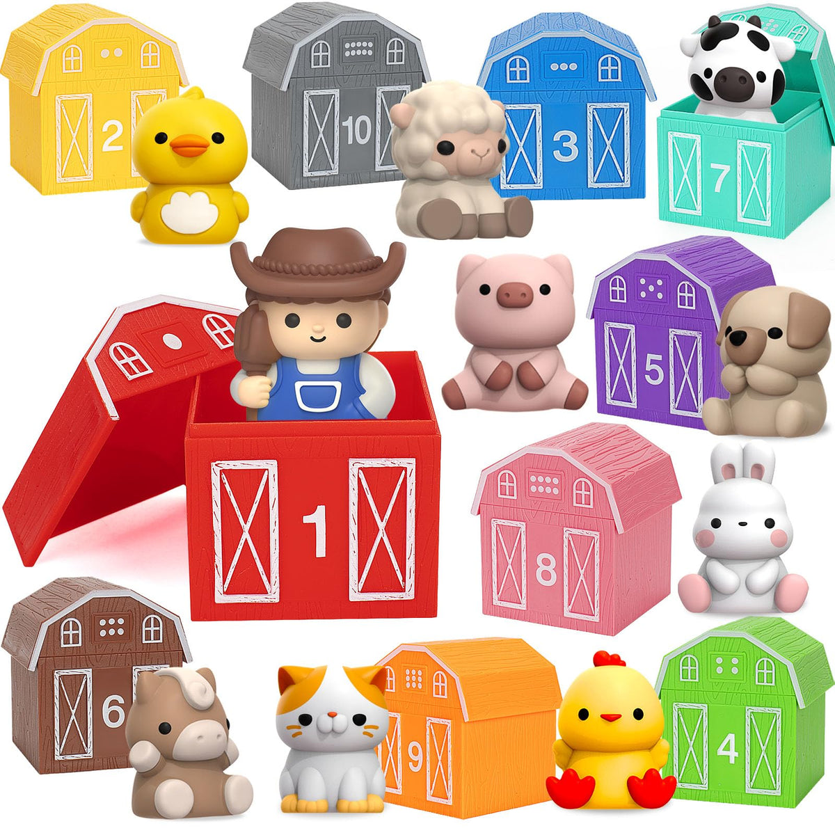Aigybobo farm animals 20-piece set for hands-on learning and pretend play