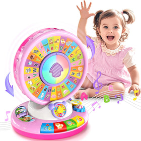 Aigybobo spin and sing alphabet zoo wheel showing letters and animals for early literacy play