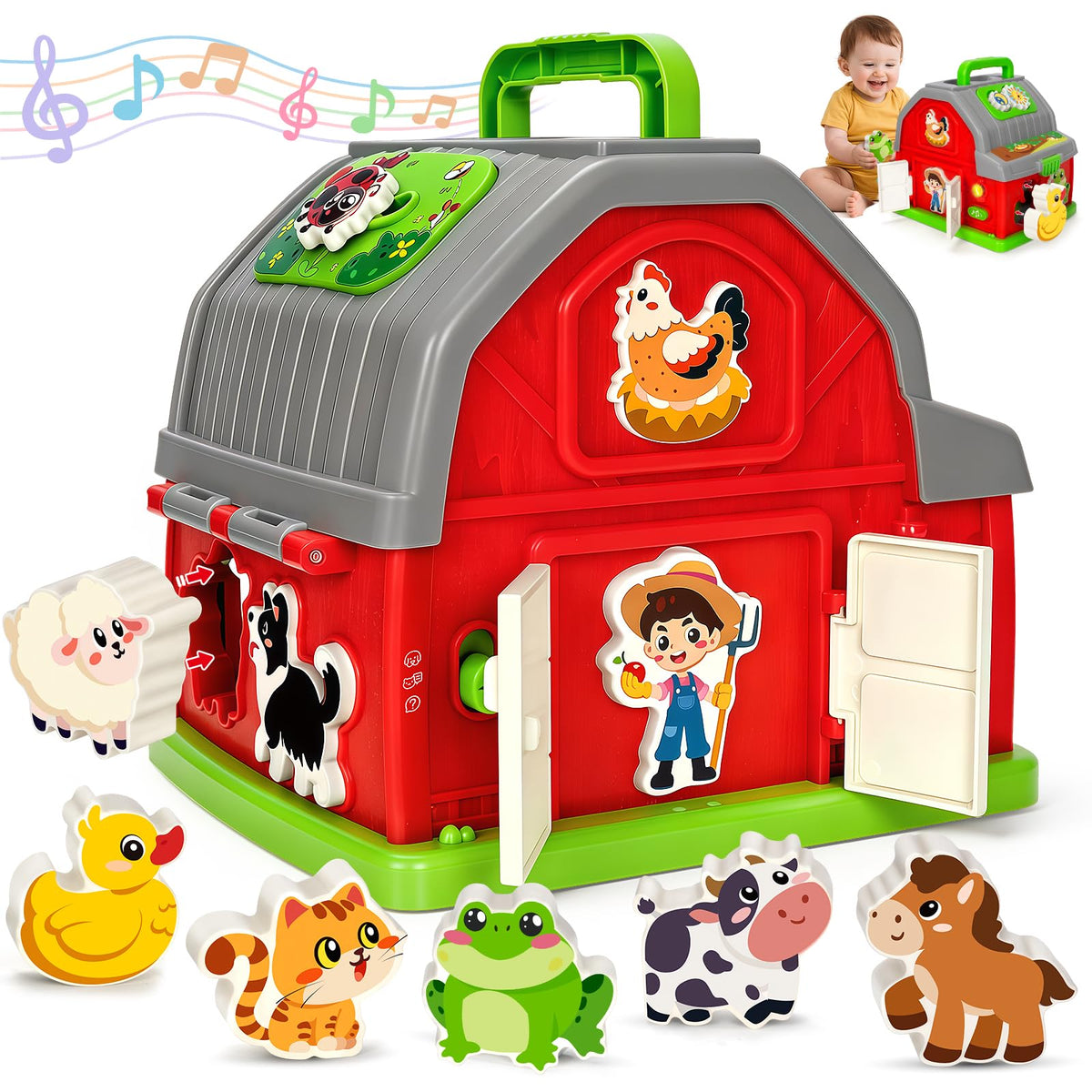 Aigybobo toddler musical farm barn toy full view for interactive play