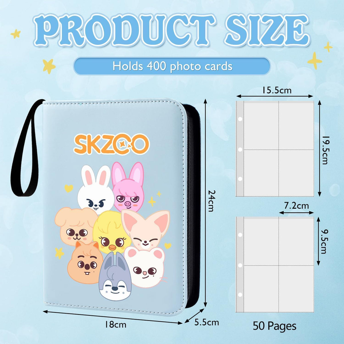 AiHdcy pink binder interior shows four-pocket pages for organized card storage.