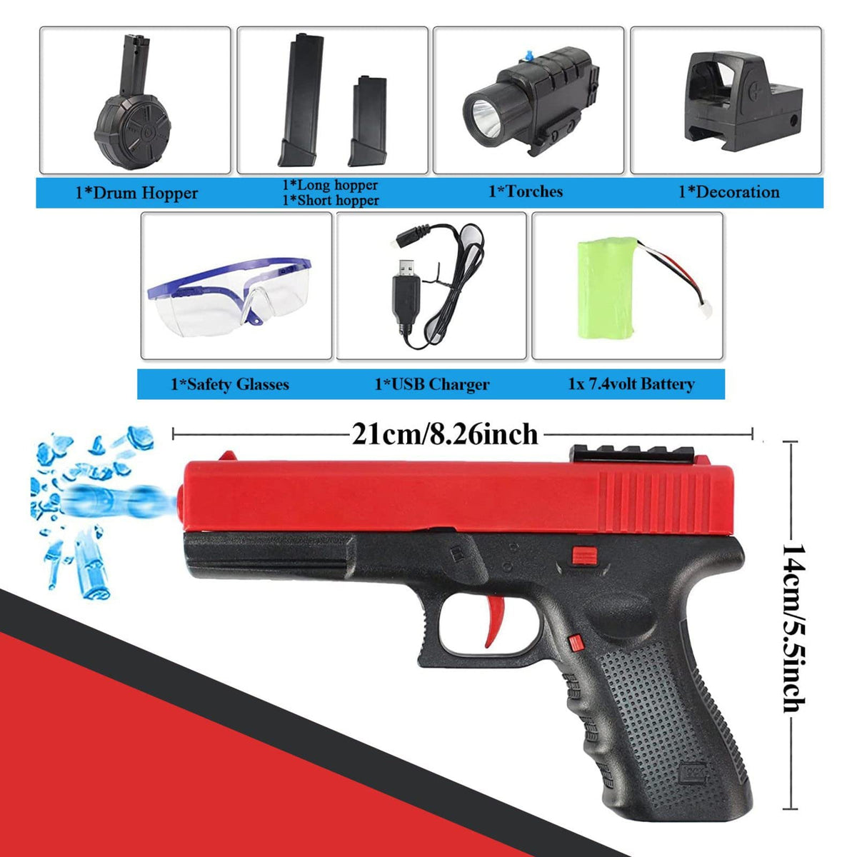 AIHEKSL gel ball blaster with drum hopper enables rapid reloading
