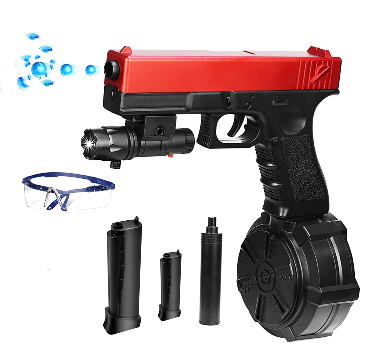 AIHEKSL gel ball blaster full auto red in action for outdoor battles
