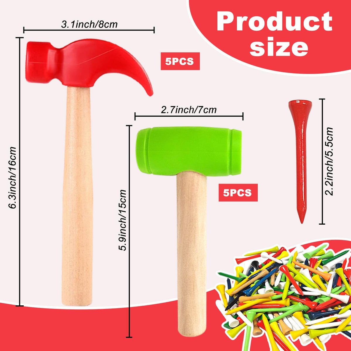 AIHSUMC bamboo nails in five colors for sorting and motor exploration.