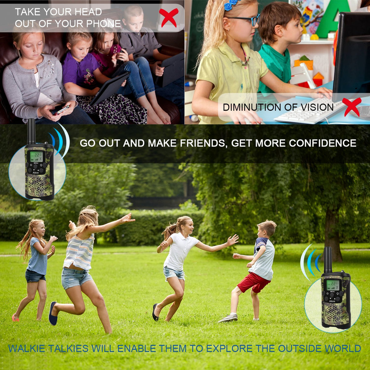 Aikmi two way radio display emphasizes 22 channels and privacy features