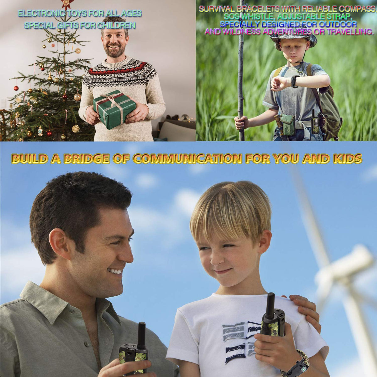 Aikmi camo walkie talkie side view showing compact, portable design for kids