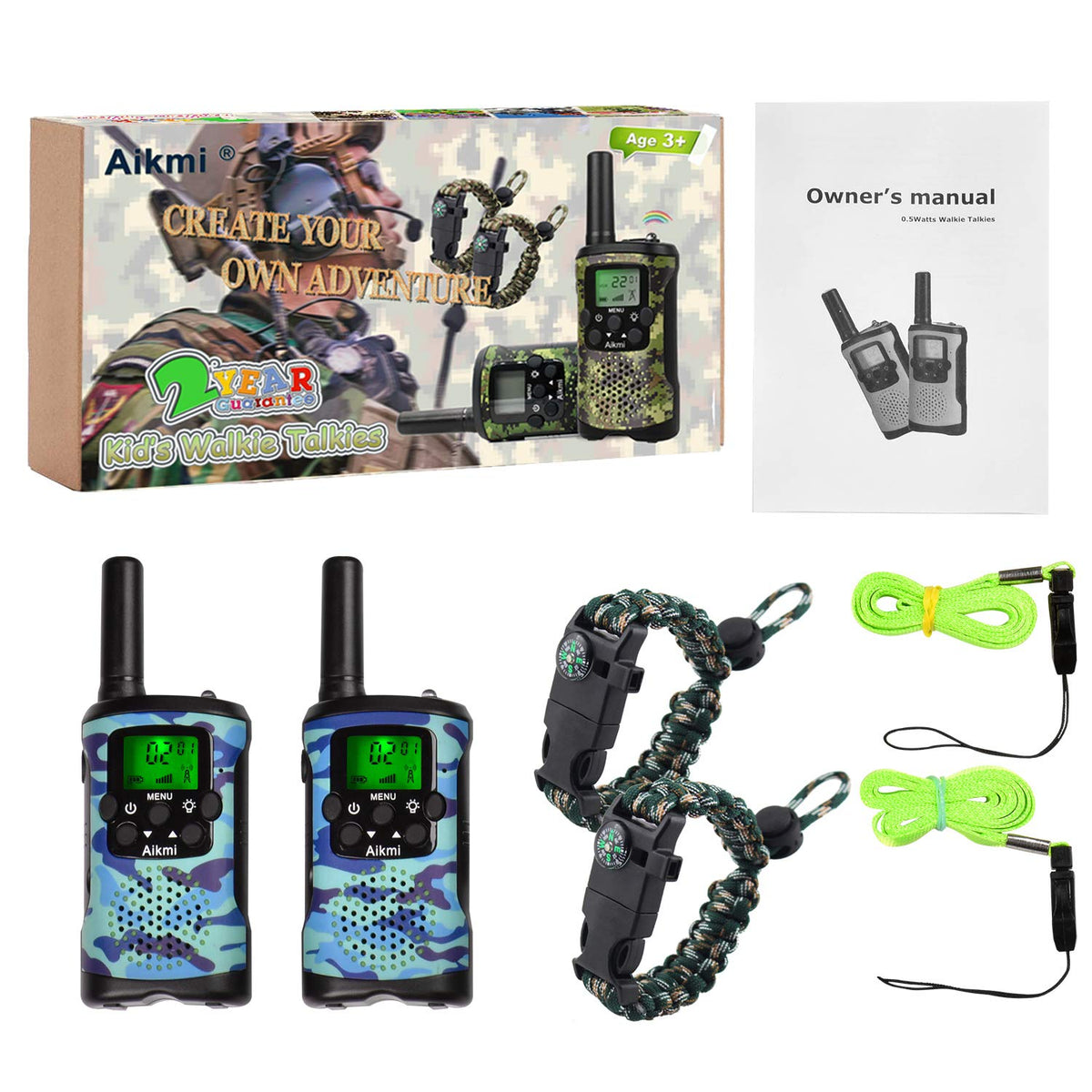 Aikmi walkie talkies blue camo in use during family camping