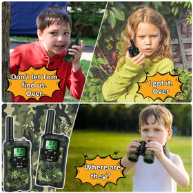 Aikmi walkie talkies for kids green showing 22 channels for flexible group play