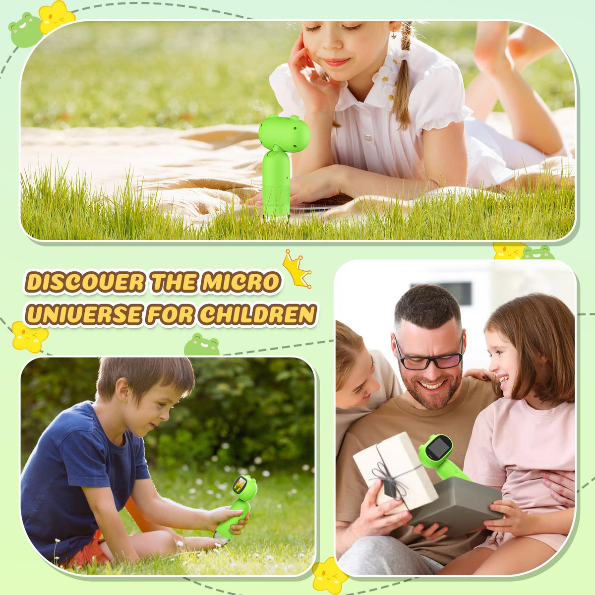 Aikokkl Kids Digital Microscope LED lights illuminate dark samples