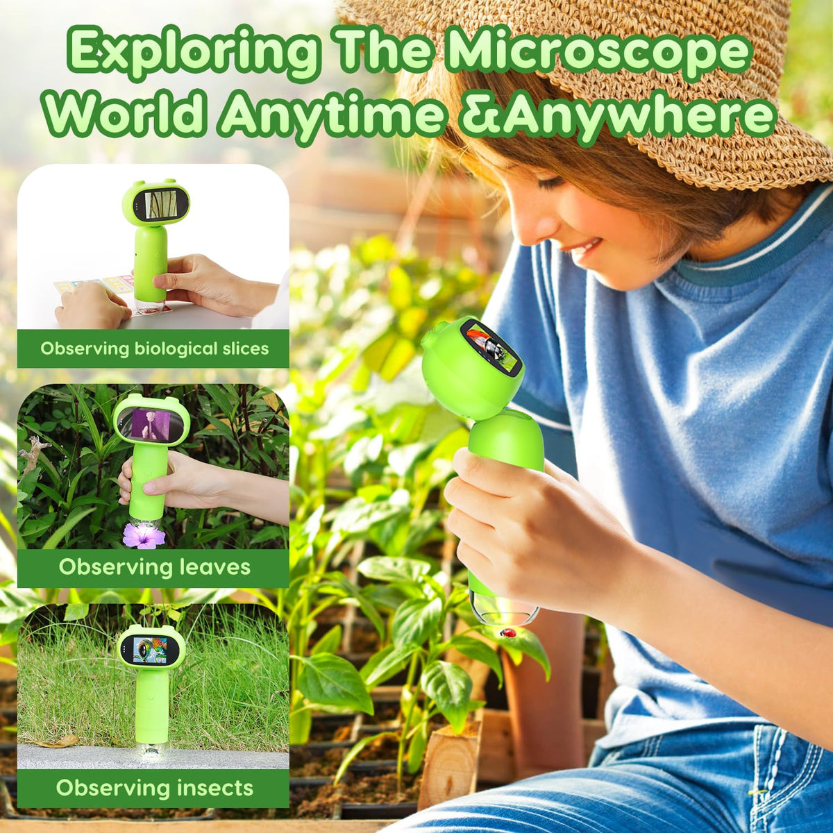 Aikokkl Kids Digital Microscope six slides kit enables quick field study