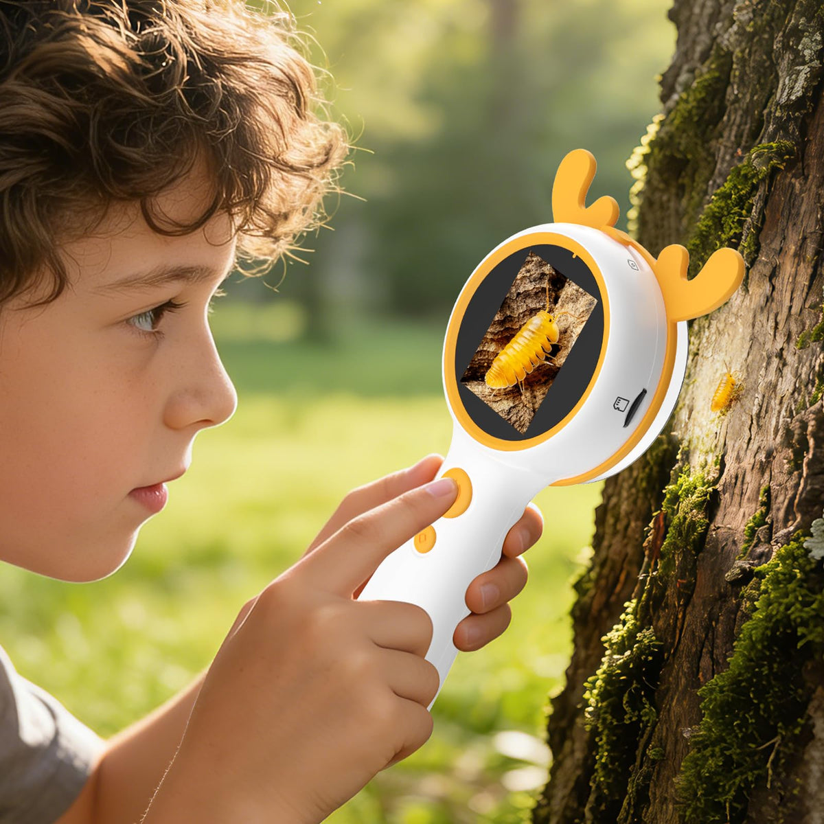 Aikokkl Kids Microscope Orange Deer compact field lab for on-the-go science exploration.
