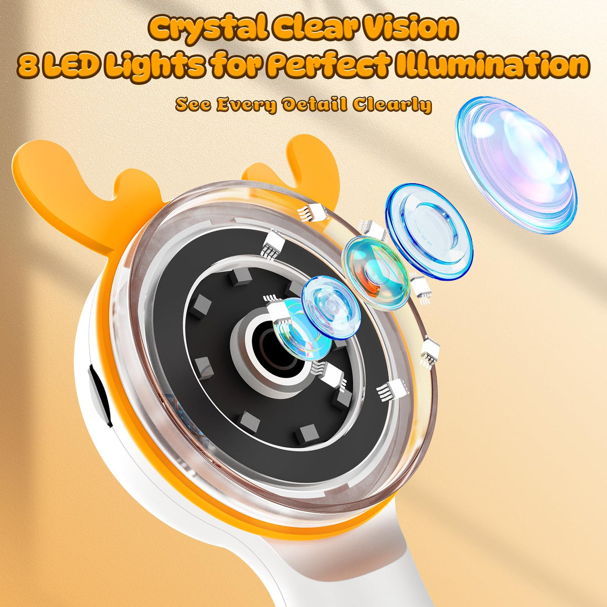 Aikokkl Kids Microscope Orange Deer shared screen enables group outdoor study.