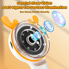 Aikokkl Kids Microscope Orange Deer shared screen enables group outdoor study.