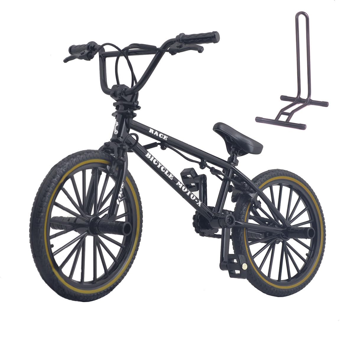 Ailejia mini finger bike BMX black with rotating handlebars for desk play.