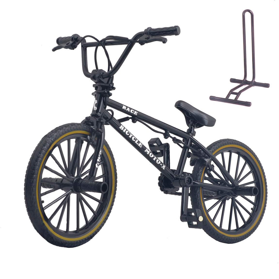 Ailejia mini finger bike BMX black with rotating handlebars for desk play.