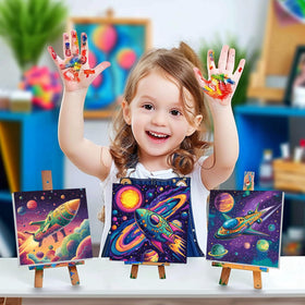 AILIBUT astronaut paint by numbers kit, framed canvas for space-themed learning.