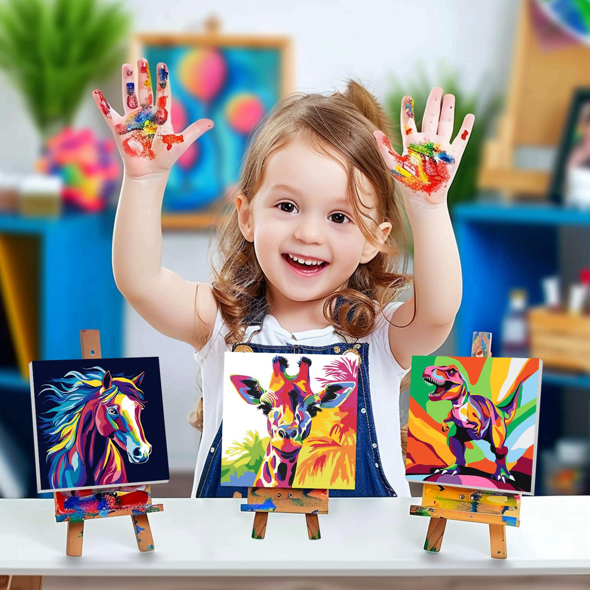 AILIBUT dinosaur color by numbers kit on framed canvas sparks imaginative play.