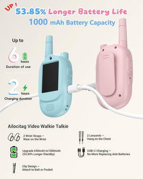 Ailocitag kids walkie charge via USB-C for easy daily powering.