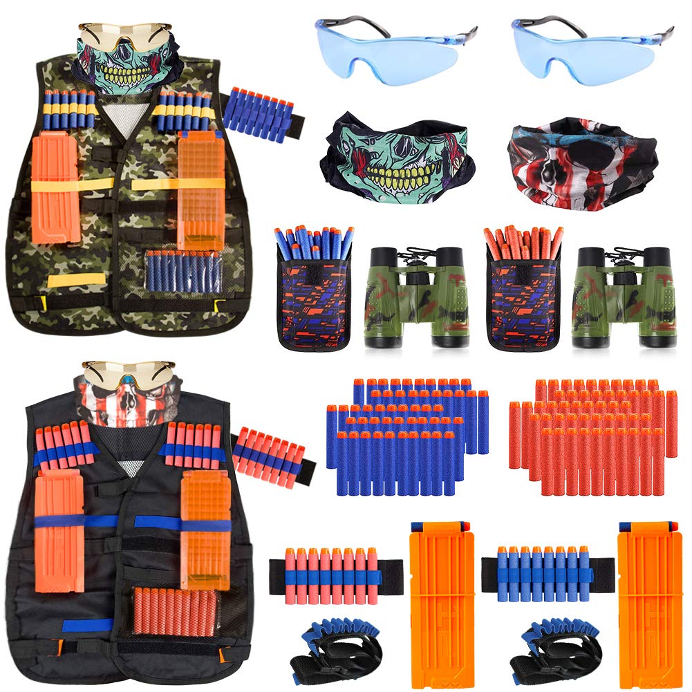AILUKI kids tactical vest with Nerf darts for outdoor battles.