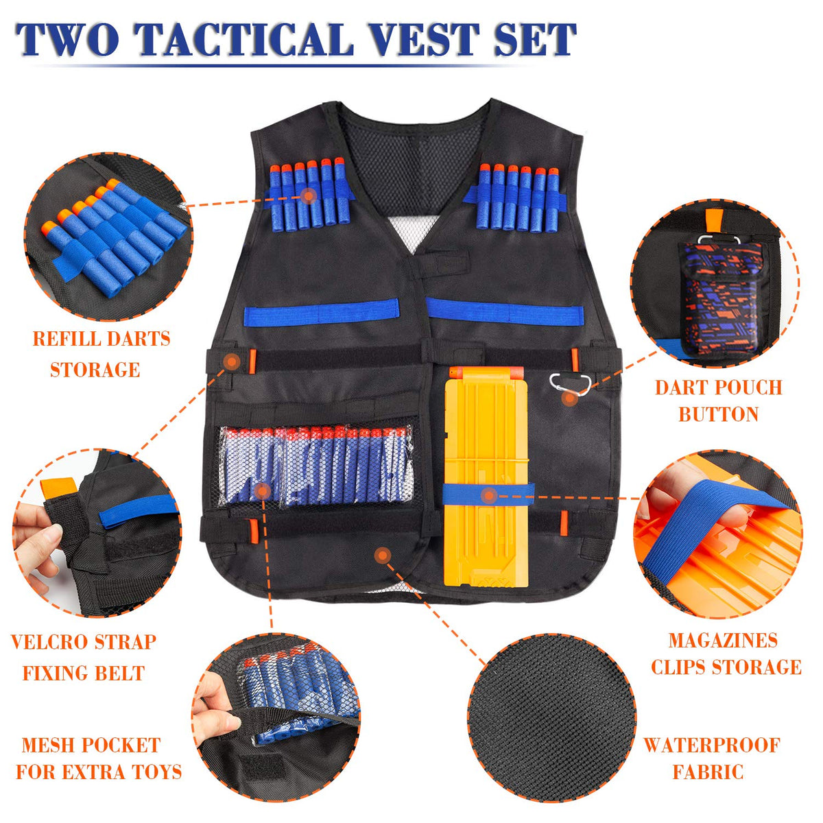 AILUKI kids tactical vest reload clips for quick reloads during play.