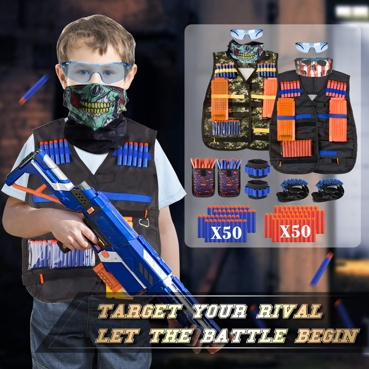 AILUKI Nerf battle kit bundles essential gear for kids' games.