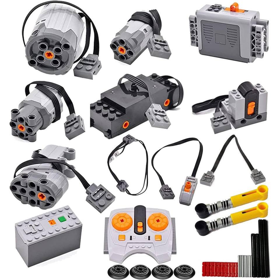 AIMATRIX 32PCS set with battery boxes powering versatile builds for Technic-scale models