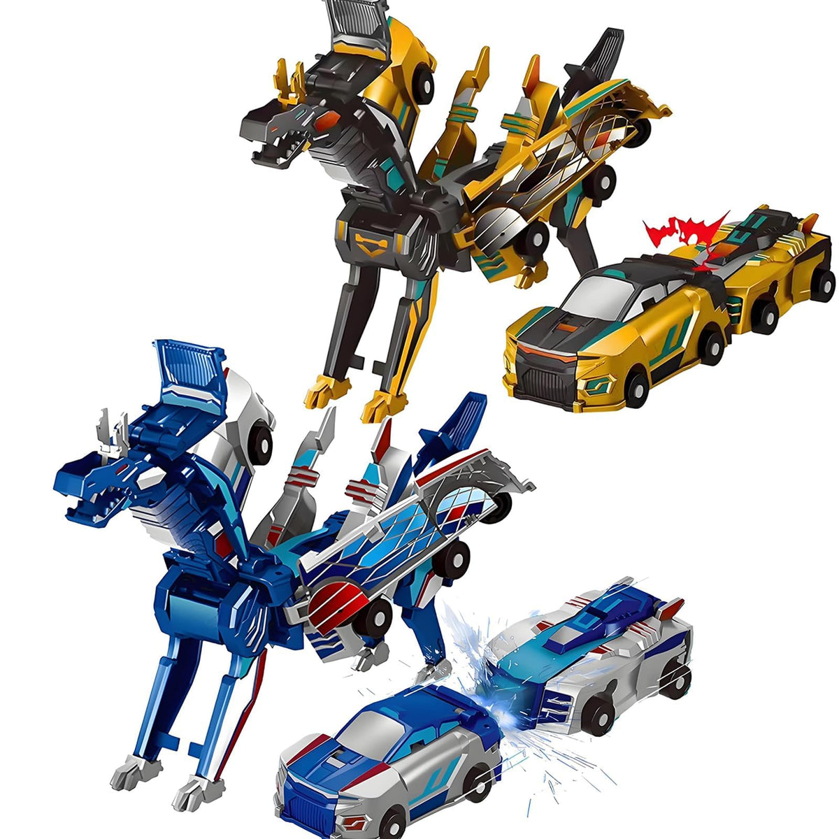 Aimery collision-transforming dinosaur car toy front view promotes magnetic car play and imaginative storytelling