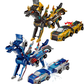 Aimery collision-transforming dinosaur car toy front view promotes magnetic car play and imaginative storytelling