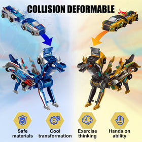 Aimery dinosaur car toy side view highlights 2-in-1 transformation for dynamic play