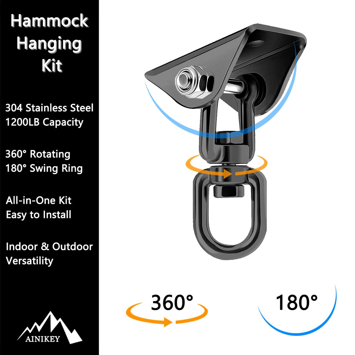 AINIKEY anti loosening nut secures setup for outdoor or indoor hammocks