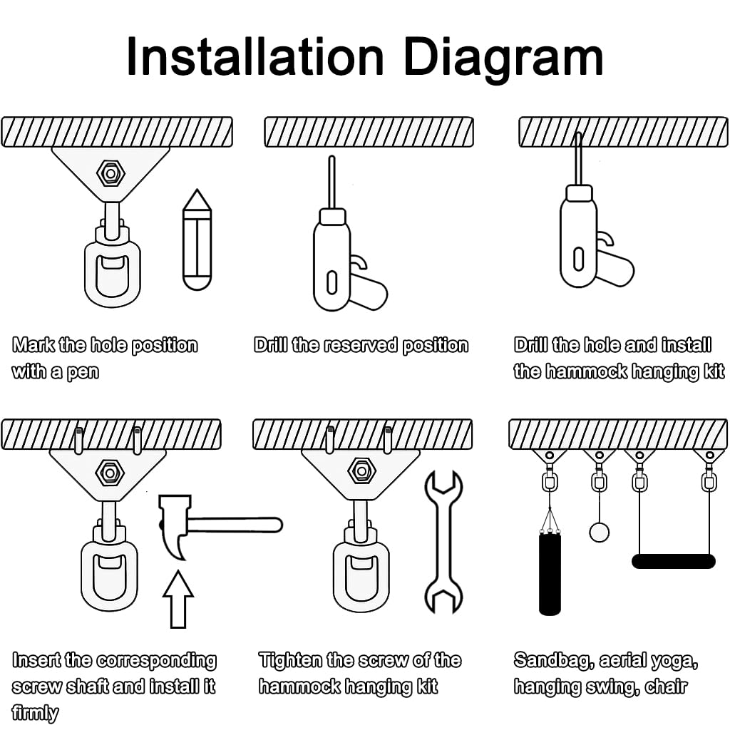 AINIKEY hammock hanging kit includes wood screws and concrete bolts for versatile mounting