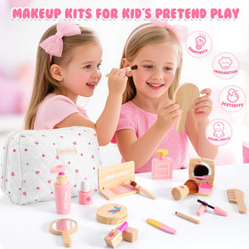 AINIOKA wooden makeup toy set mirror included for self-expression during dress-up
