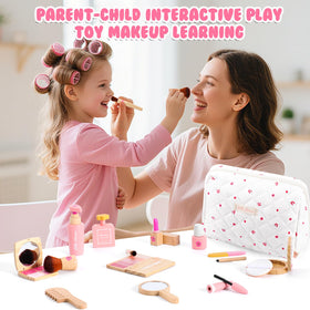 AINIOKA wooden makeup toy set nail file close-up for pretend beauty care