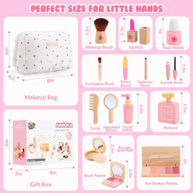 AINIOKA wooden makeup toy set wood material emphasizes mess-free, kid-friendly design