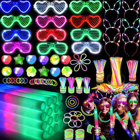 AioAuiy glow sticks collection lighting up a nighttime party with vivid colors