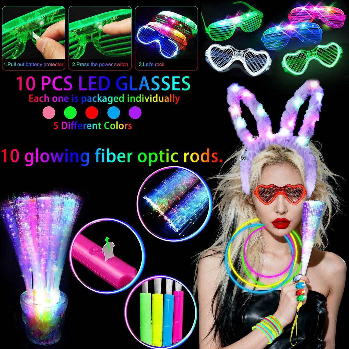 AioAuiy LED glasses provide hands-free illumination for parties and selfies.
