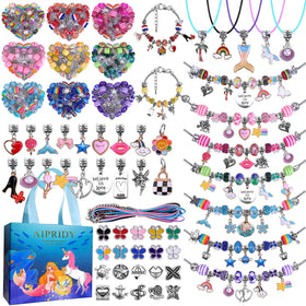 AIPRIDY 150-piece bracelet kit with unicorn mermaid beads for imaginative jewelry making