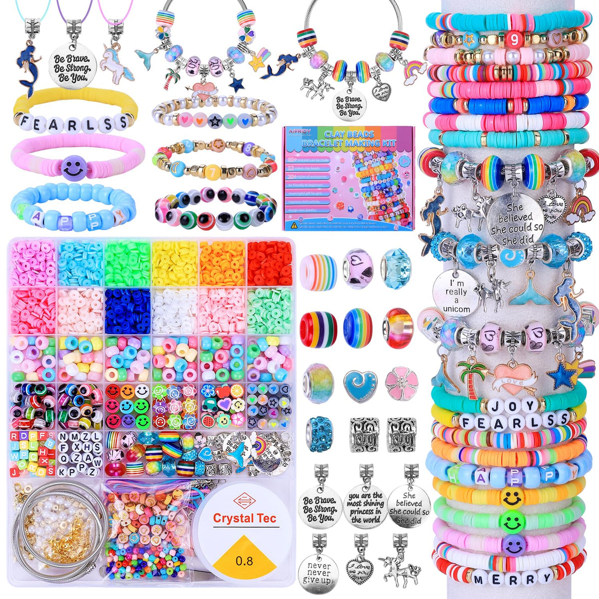 AIPRIDY 3600+ beads and charms spread for vibrant bracelet making.