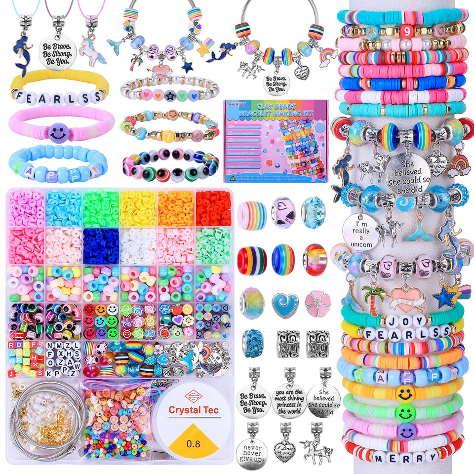 AIPRIDY 3600+ beads and charms spread for vibrant bracelet making.