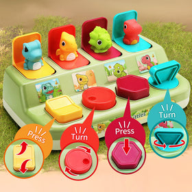 Aiqi Pop-Up Animals color-coded-buttons aid hand-eye coordination