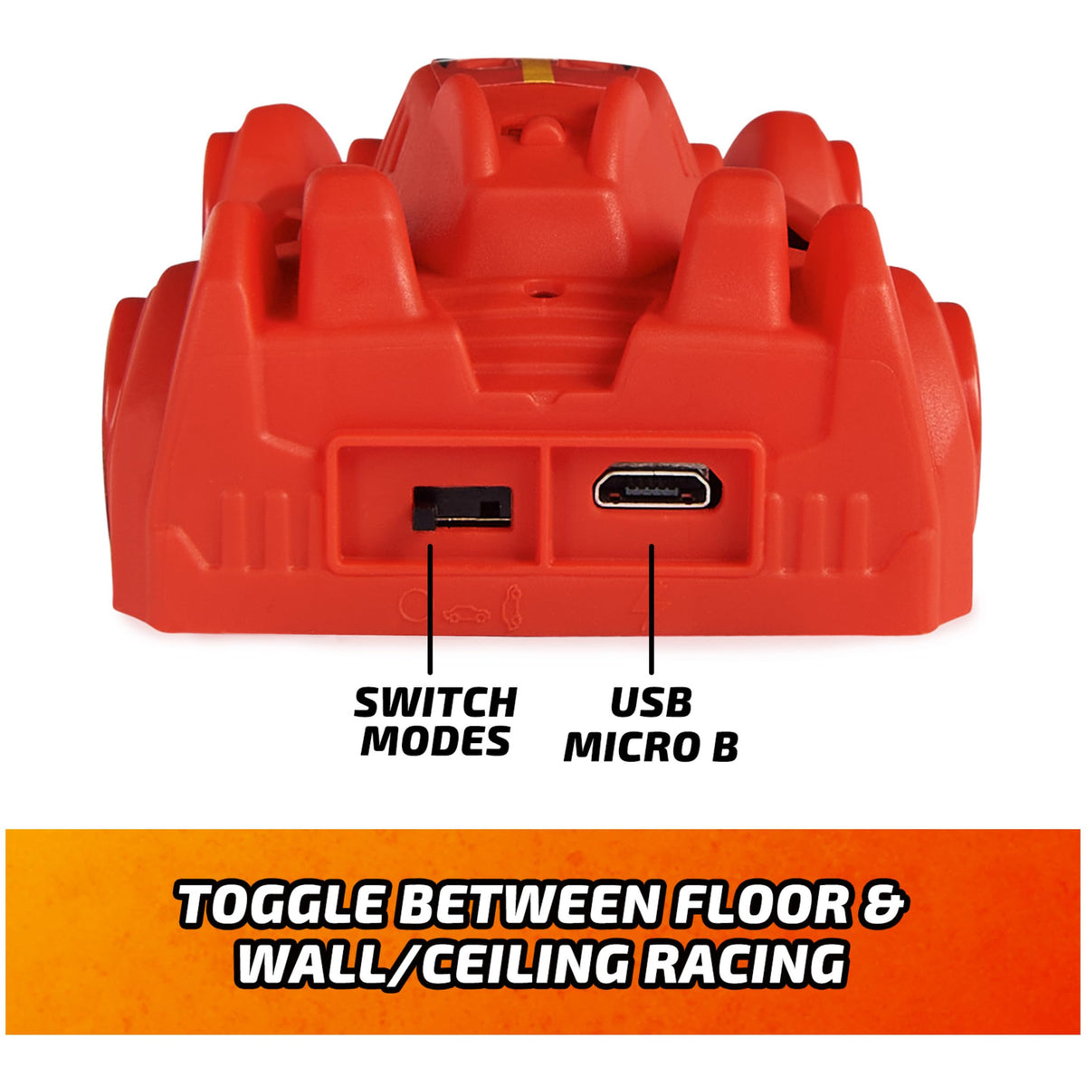 Air Hogs Wall Climber close-up showing adhesion on smooth surfaces