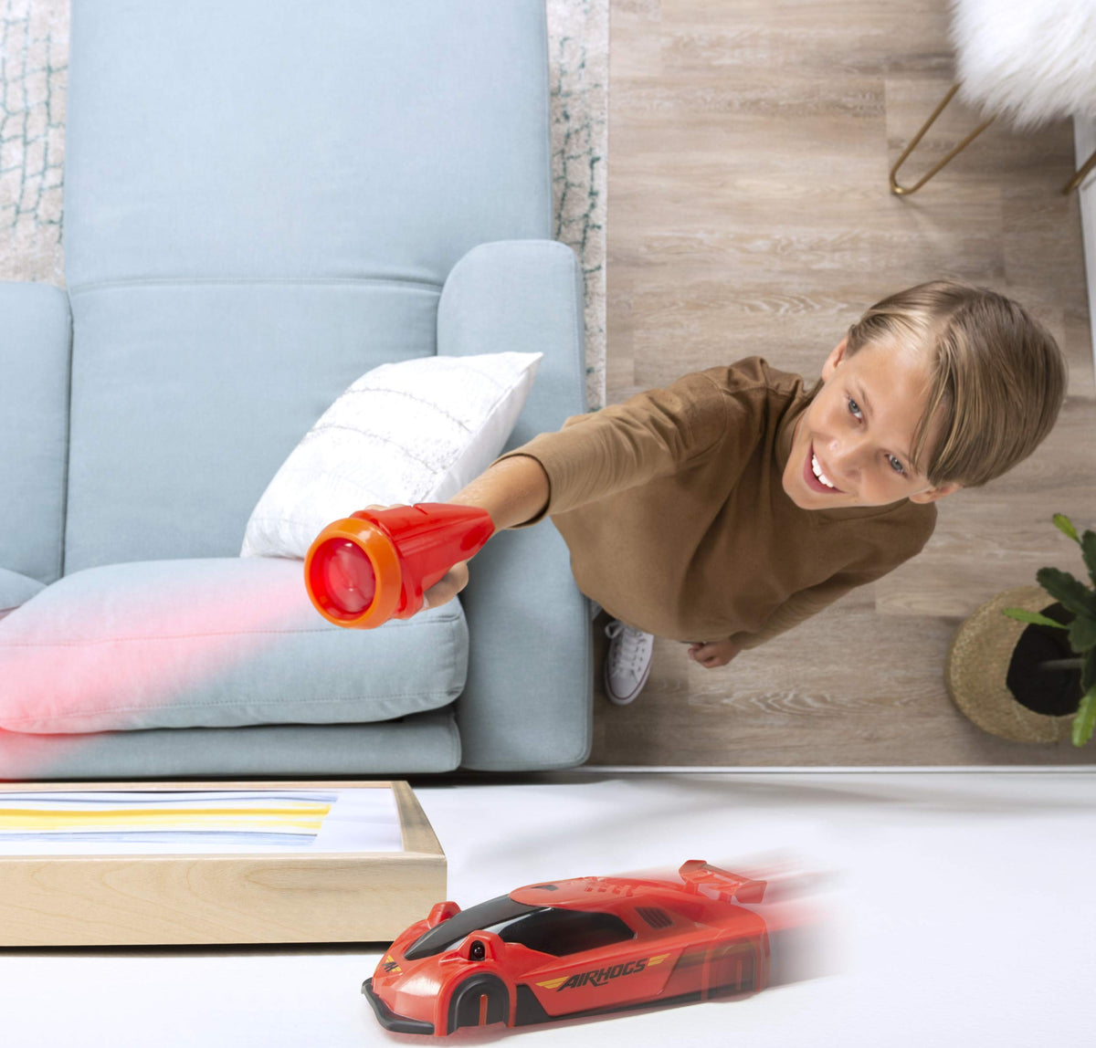 Air Hogs Zero Gravity Laser on ceiling offers a unique aerial-style race.