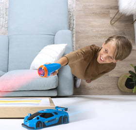 Air Hogs Zero Gravity Light on wall demonstrating wall climbing capability