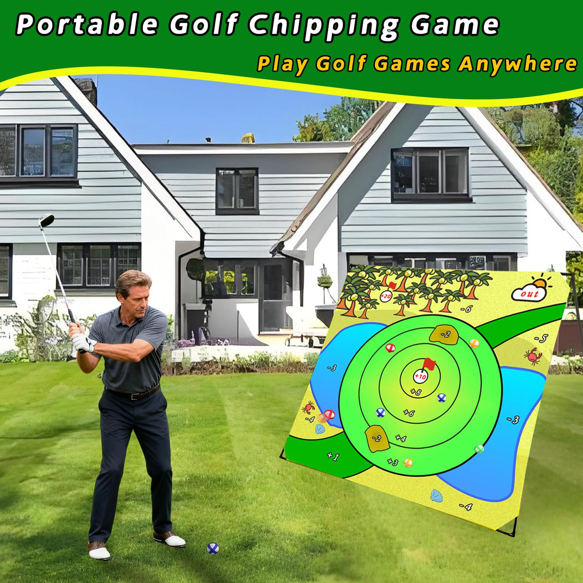 Airaperto Battle Golf includes 32 lightweight balls for varied shots