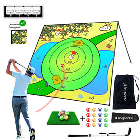 Airaperto Battle Golf mat in a 57x57 chipping area for indoor practice