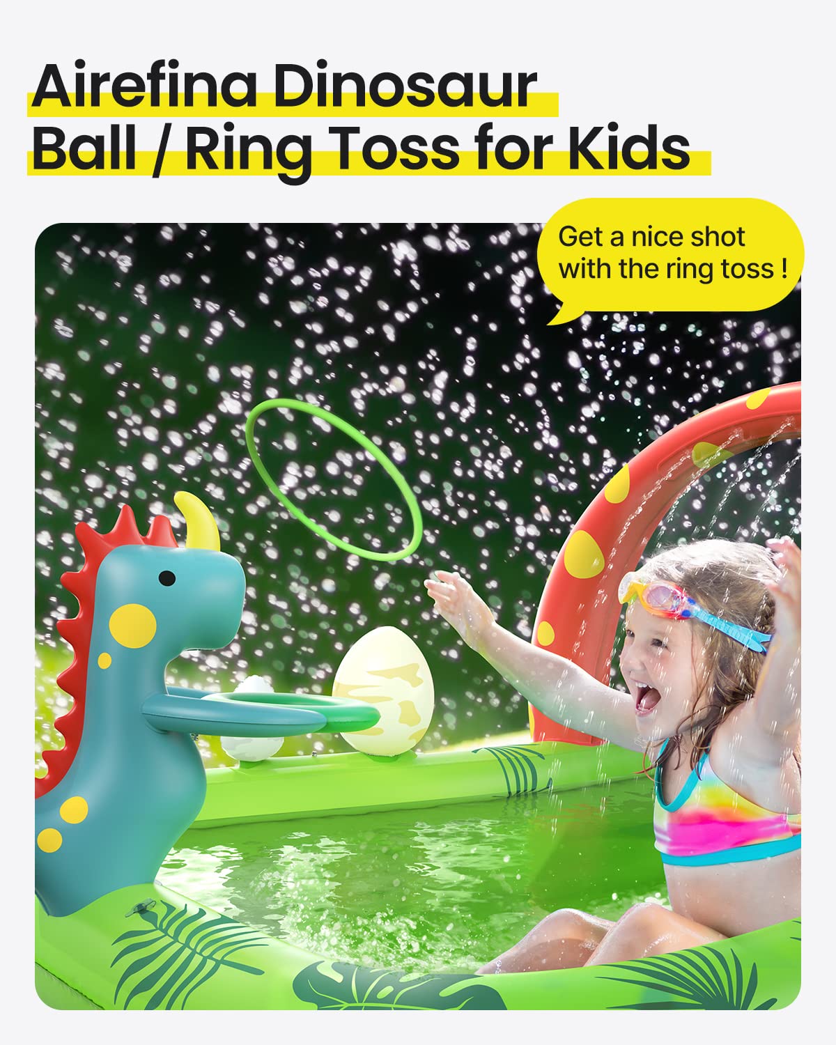 Airefina Dino Planet pool with thick PVC supports durable, safe splashes