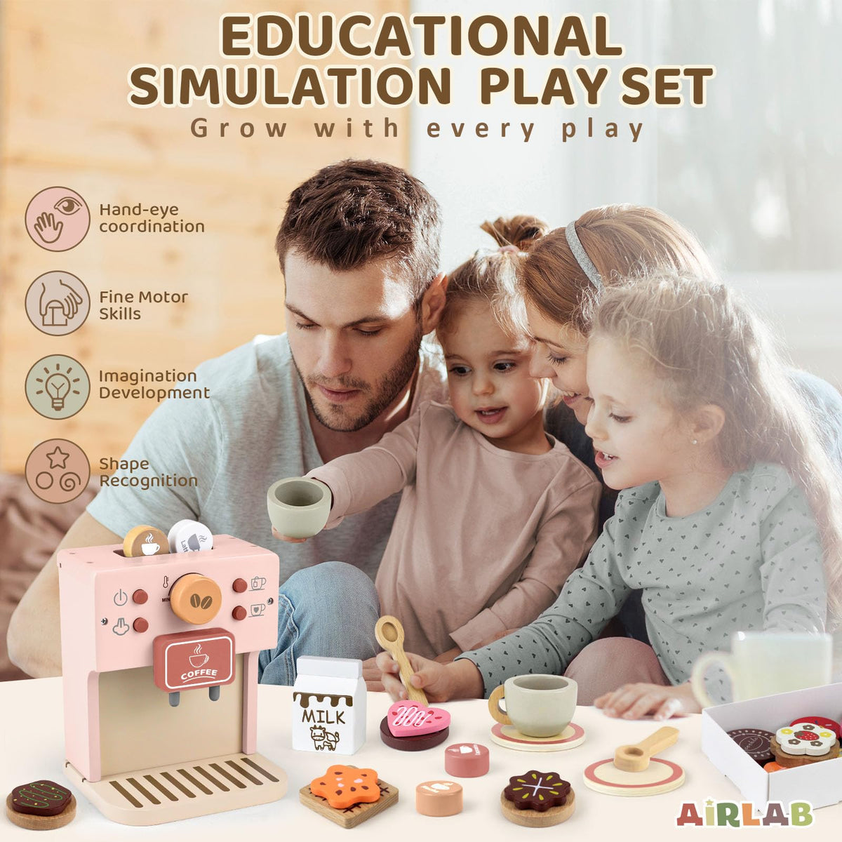 Airlab Kids Coffee Playset makes a bright, gift-ready addition for birthdays.