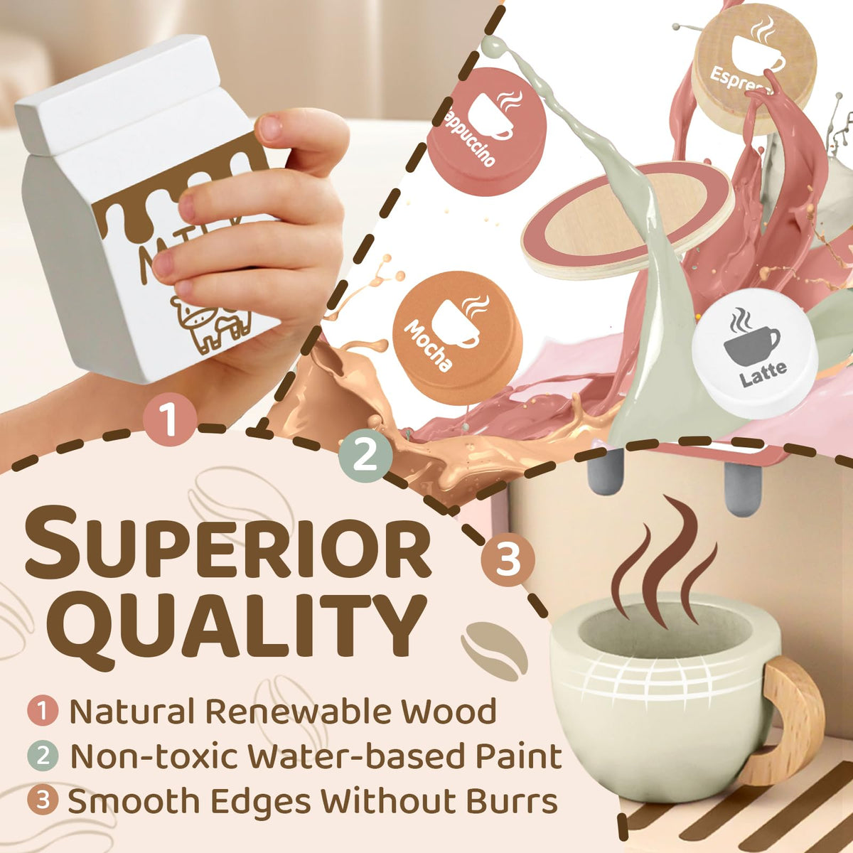 Airlab Kids Coffee Playset rebound button with Da-Da sound for interactive play.